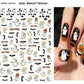 Vinyl Halloween nail stickers featuring bats, spiders and cobweb motifs