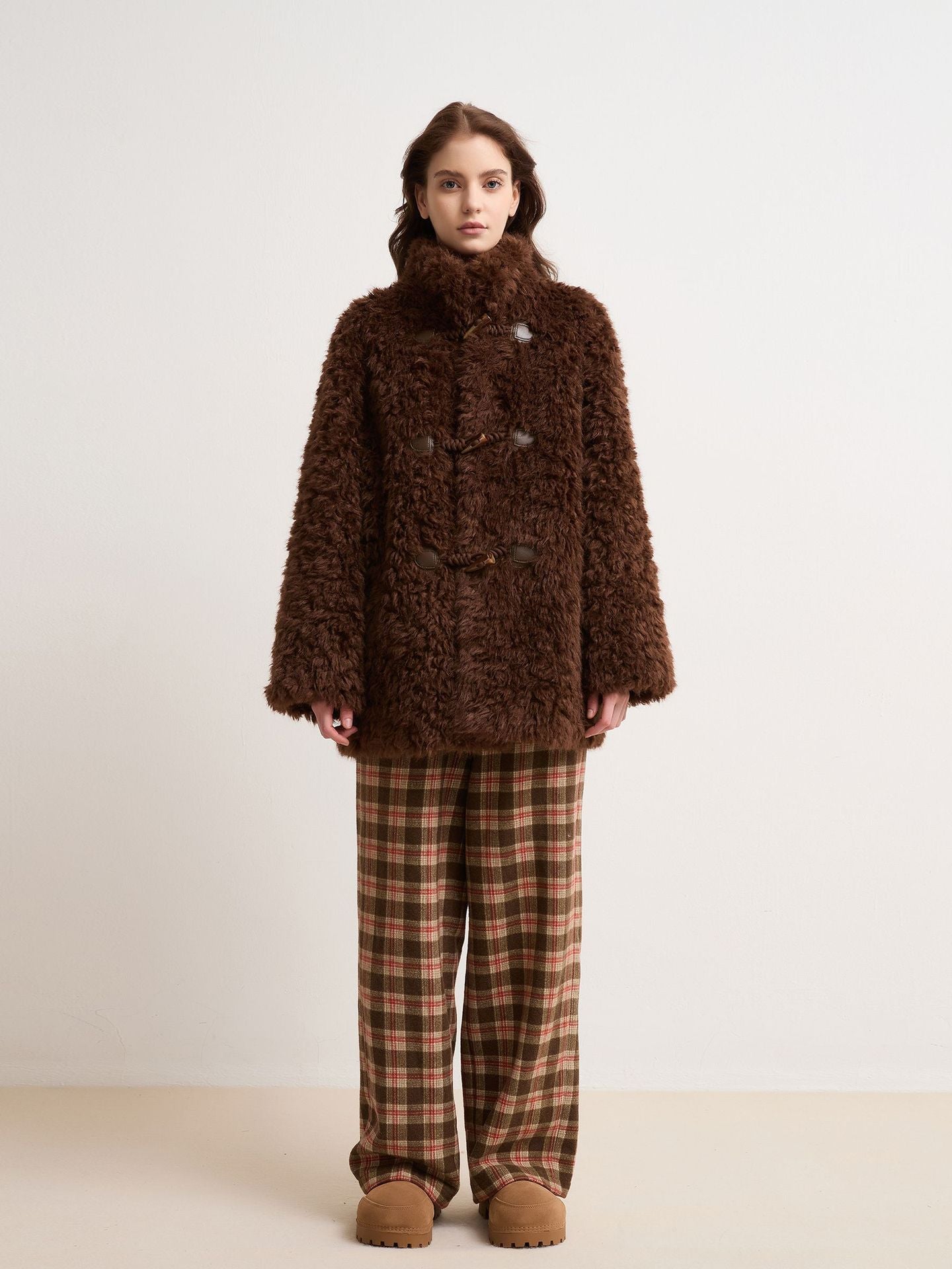 Faux Shearling Winter Coat | plush fur texture macro