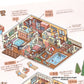 Close view of tiny furniture and garden stickers from the My Little House set