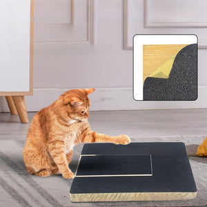 Pine wood pet nail file scratch board with a black sandpaper scratching surface for cats and dogs