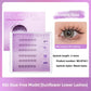 Transparent self adhesive band of the lower false eyelashes seen up close