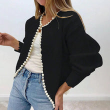 Women's Faux Pearl Trim Knit Cardigan