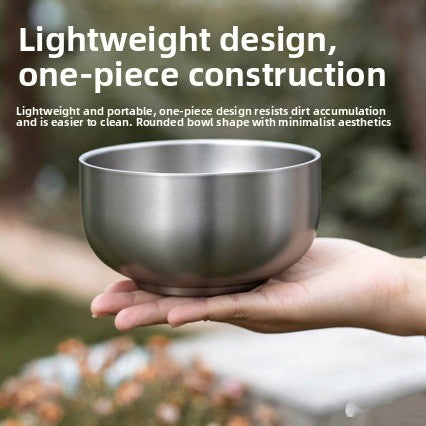 Interior of the grey stainless steel insulated bowl showing the bright steel surface