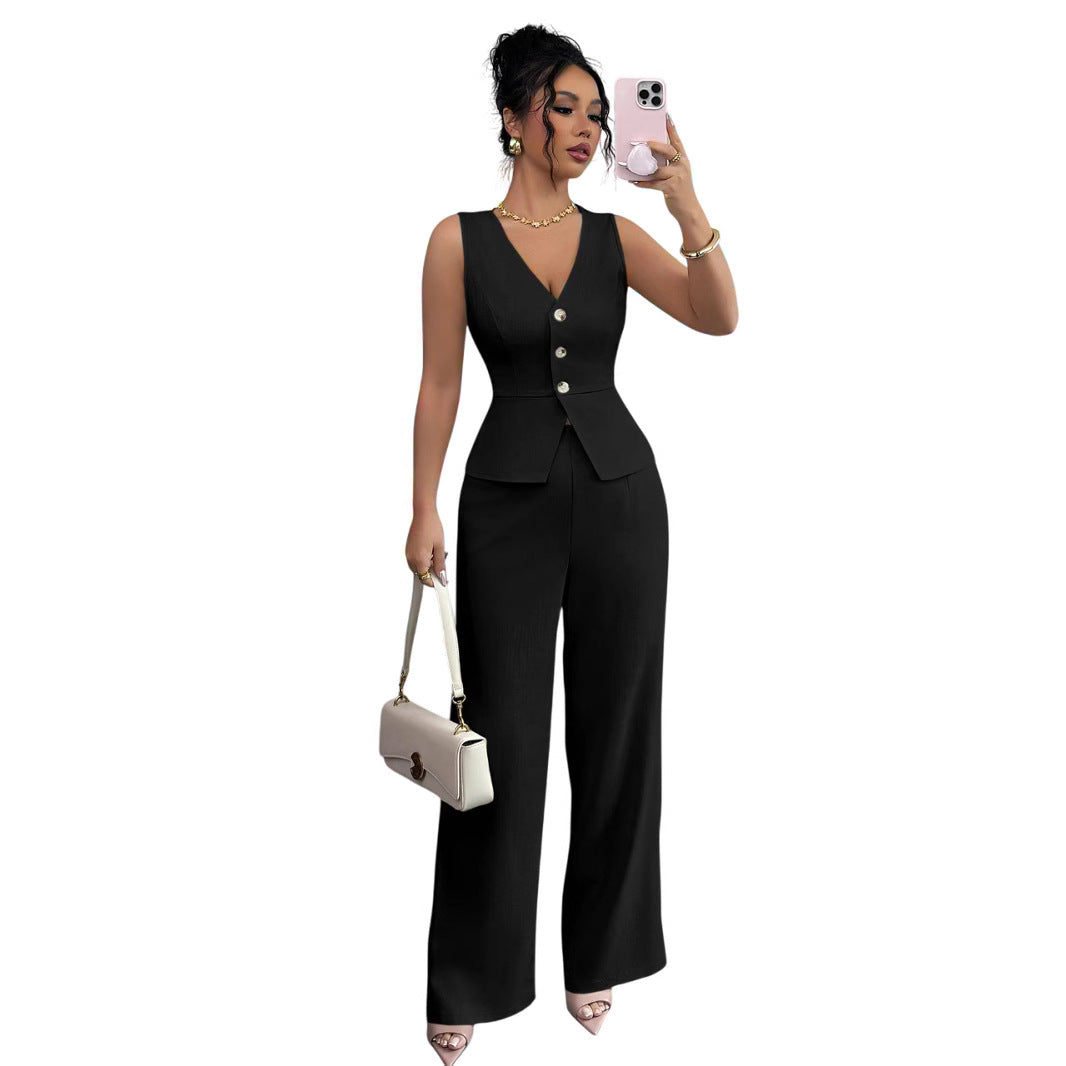 Sleeveless Vest HighWaisted Pants Set