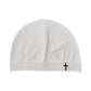 Cross embroidered cuffed beanie for men and women, smooth nylon knit