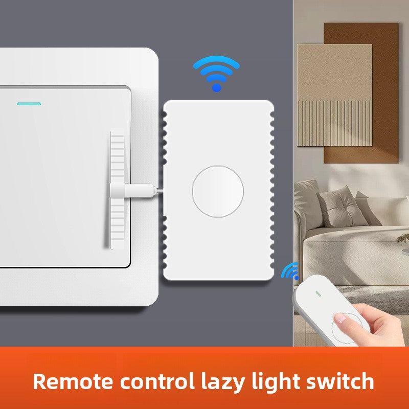 Wireless remote light switch with the finger actuator that presses a switch