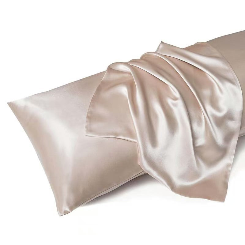 Satin finish polyester pillowcase draped to show its glossy cool sheen