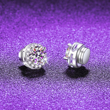 Magnetic Non Pierced Round Halo Stud Earrings in S925 Silver