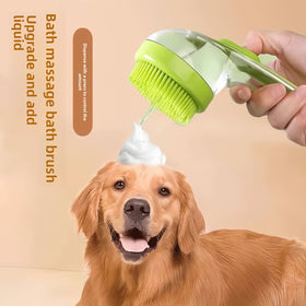 Pet Bath Massage Brush with Refillable Soap Dispenser