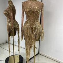 Rhinestone Mesh Sequin Performance Dress