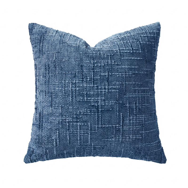 Chenille textured cushion cover with a knife edge finish and a woven cross hatch pattern in one solid colour