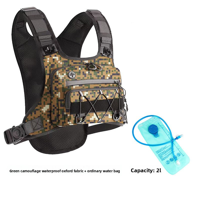 White camo hydration chest pack shown against a plain background