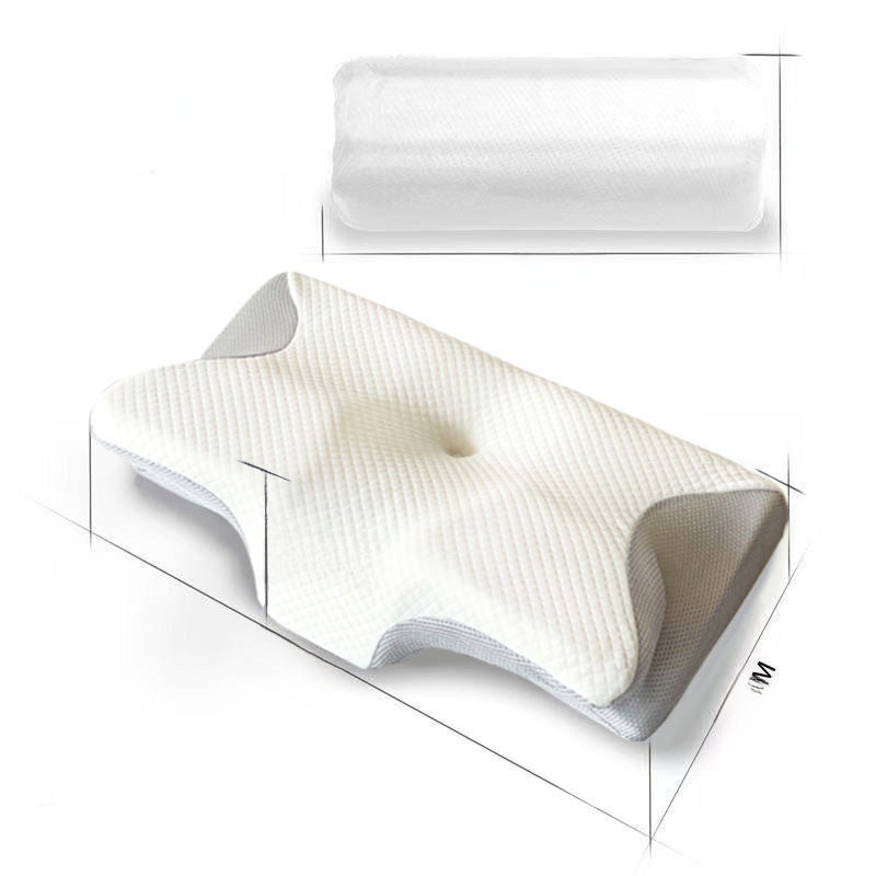 Detail of the central head dip and side bolsters on the cervical pillow