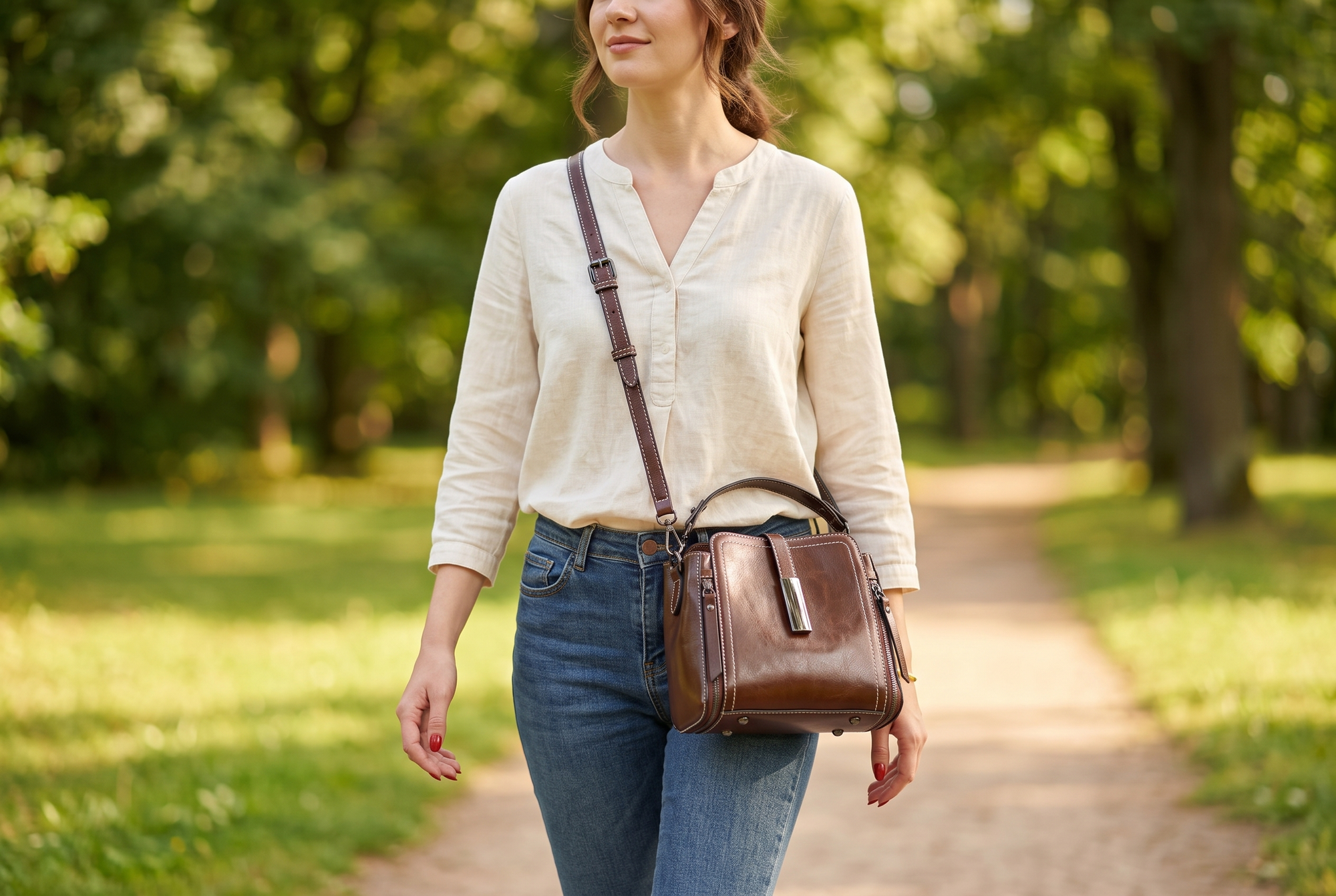 genuine-leather-crossbody-bucket-bag-vintage-style-shoulder-purse after solution lifestyle