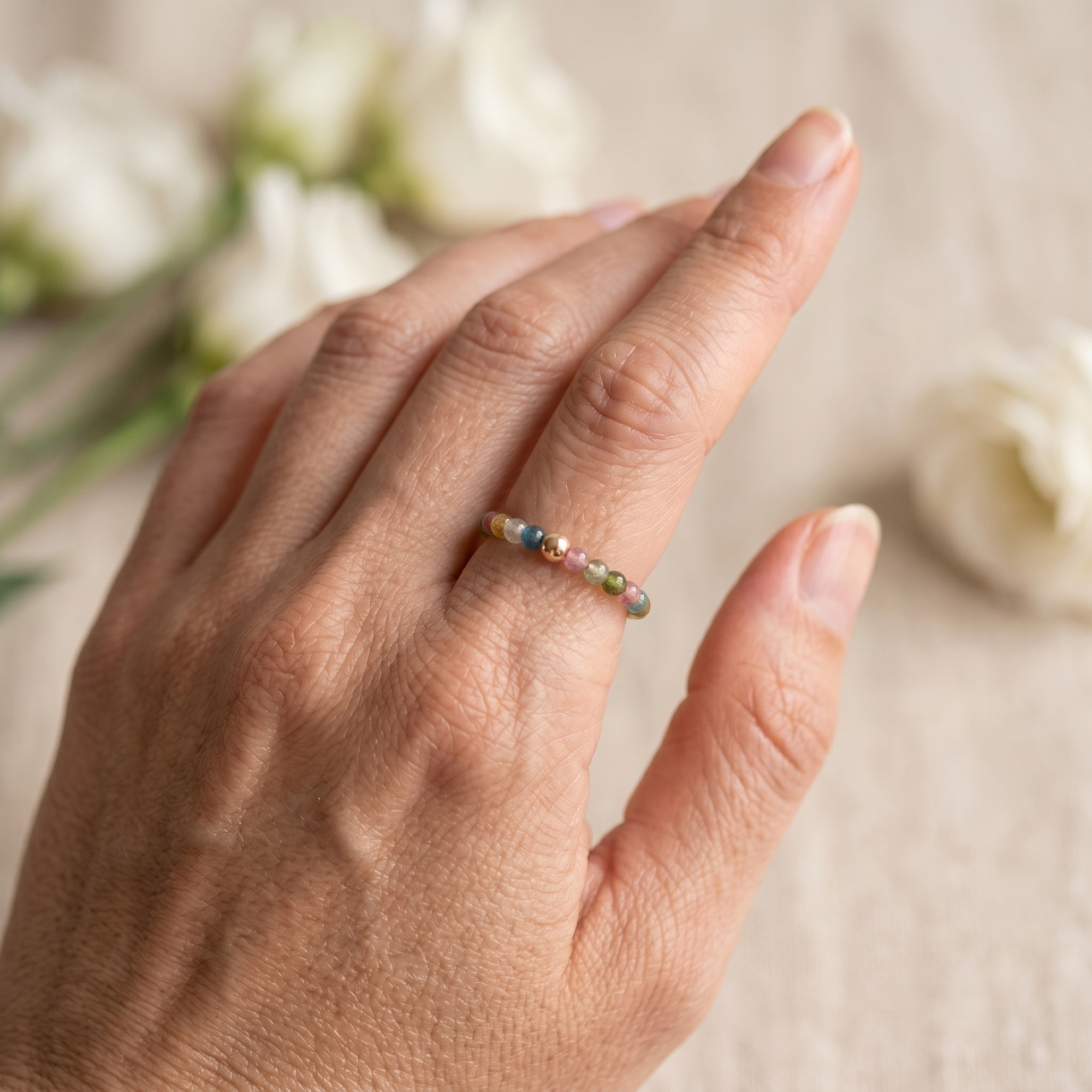 adjustable-rainbow-tourmaline-elastic-ring after solution lifestyle