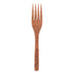 Coconut wood fork with a speckled grain on a white background, fork option photo