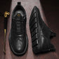 All black wingtip brogue casual shoes with black ribbed sole, size 40 option photo