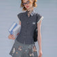 Retro Plaid Cotton Shirt | scale reference next to a hand