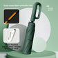 Umbrella shown folded and open to compare the three fold size