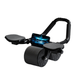 Black elbow support ab roller seen from the side, twin treaded wheels and grip bar