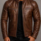 Men's stand-up collar slim-fit punk motorcycle jacket coat