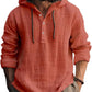 Hooded henley shirt, solid coral red shirt, size 2XL