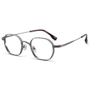 Titanium eyeglasses frame, full-rim front view showing slim metal rims and bridge