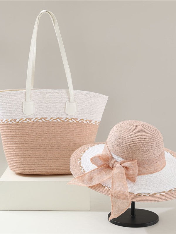 Bow Design Sun Hat and Bag Set | styled with daily outfit