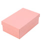 Closed pink cardboard shoe box with a lid on a white background, Pink option