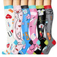 Multipack of knee high compression socks in mixed colours and prints