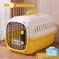 Pet travel crate set on a car seat ready for a vet visit or an outing