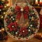 Close up of acrylic diamond beads set into a festive Christmas ornament
