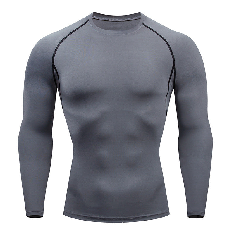 Gray long sleeve compression shirt, variant photo for size S