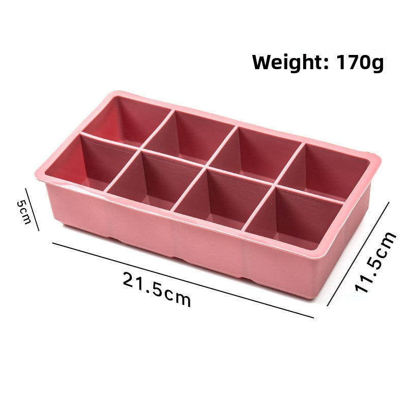 Eight cavity large cube tray without lid, 21.5 by 11.5 by 5 cm, 170 g, option 8 Cavities Large Cube Tray, Rose