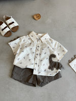 Gumi Bear Boys Printed Shirt and Shorts Set | morning natural light styling