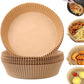 Natural kraft color air fryer paper liner with folded pleated walls, single use