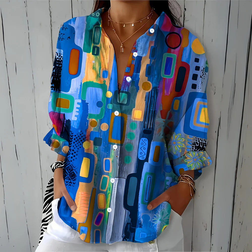 Long Sleeve Floral Print Shirt | macro material texture detail