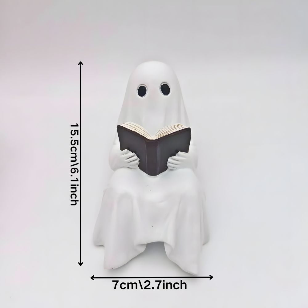 Decor A ghost statue with size lines marking 15.5 cm tall and 7 cm wide