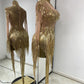 Rhinestone Mesh Sequin Performance Dress