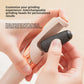 Hand pressing the fine grit roller head onto the electric foot file body