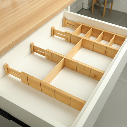 Retractable Bamboo Drawer Dividers Organizer