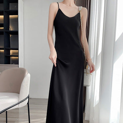 Triacetate Suspender Midi Dress | color and tone detail