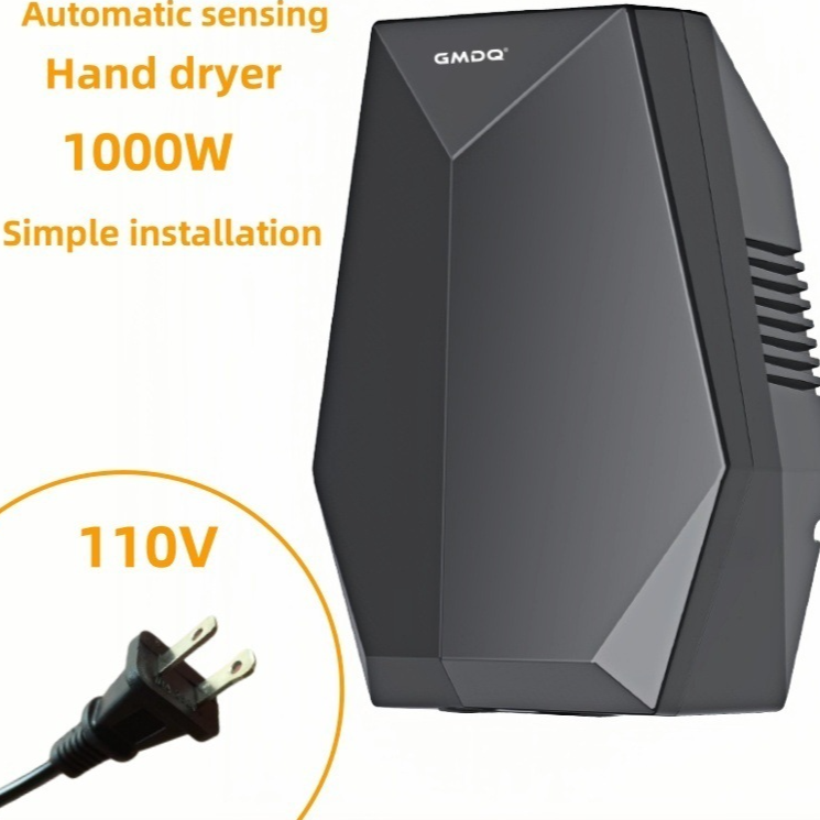 Dark gray sensor hand dryer shown from the side on a plain background