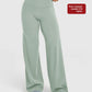 Solid color high waisted wide leg pants in a soft matte knit