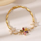 Zircon Gold Plated Leaf Design