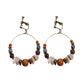 Boho vintage clip-on drop earrings with fringe and bead accents, zinc alloy build, studio image on white background