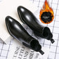 Black cotton version option photo of a pair of boots seen from above with plush lining, flame icon, size 47