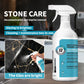 Spray brightens a black marble surface for stone care and shine