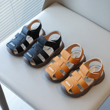 Closed-Toe Leather Baby Sandals with Velcro