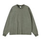 Washed heavyweight oversized long sleeve tee in gray green hanging from the front
